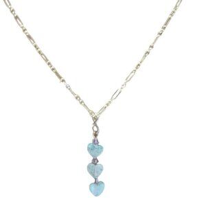 Elegant Green Heart Beads Necklace Gold Tone Chain Love Gift Fashion Jewelry